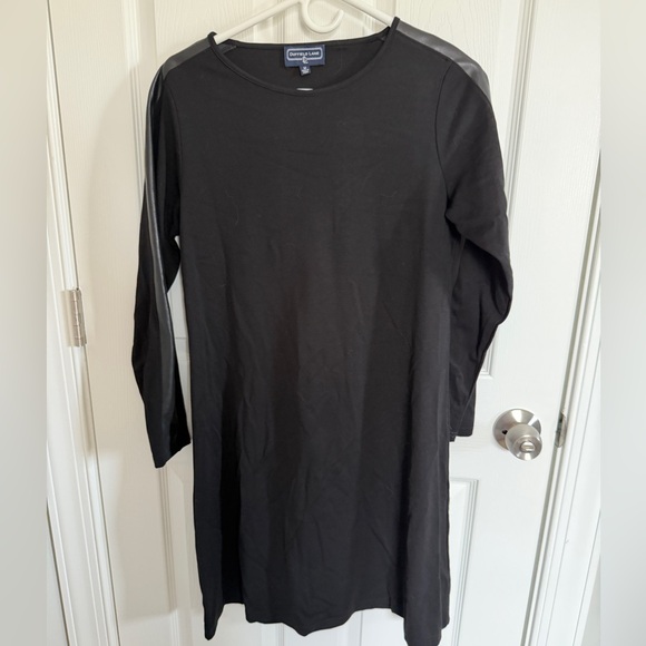 Duffield Lane Black Long Sleeve Dress with Leather Accents - Picture 3 of 5